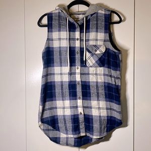 Hooded Plaid Vest
